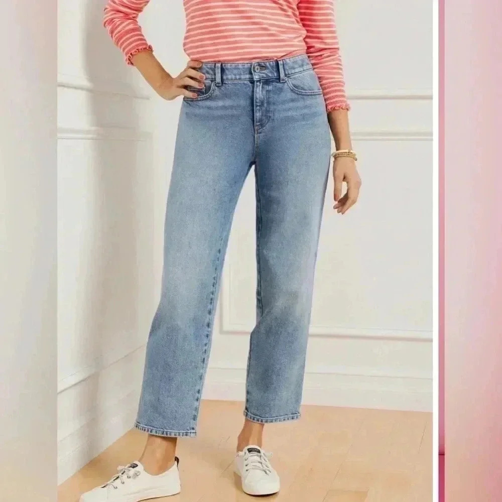 Talbots High Waist Straight Ankle Jeans Newport Wash Size 10P